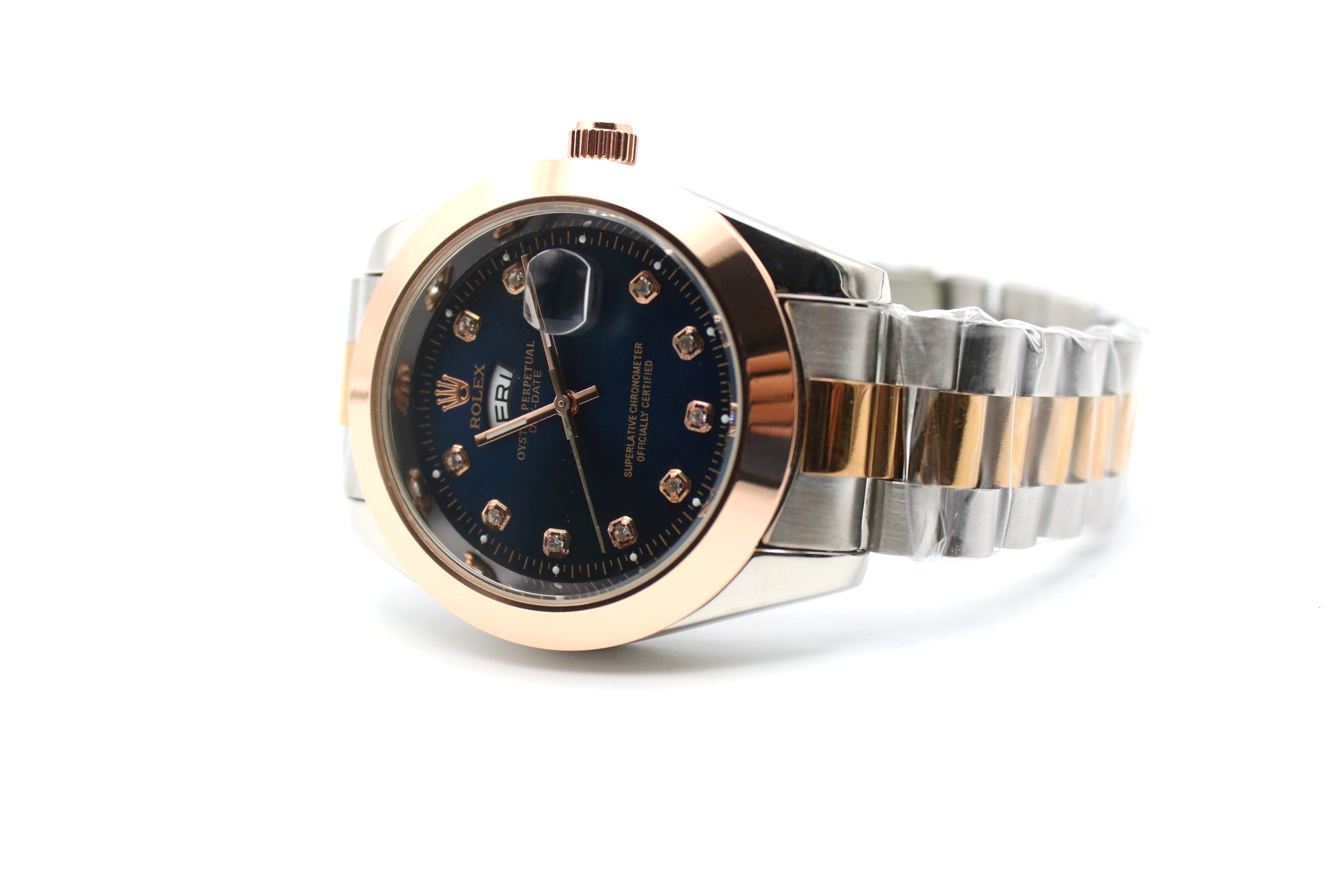 Rolex Green Dail Golden Silver Mans Watch
