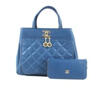 Chanel Paris Dark Blue Ladies Hand Bag ( 2 Pcs )
