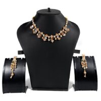 Golden And White Stone Jewellery Set