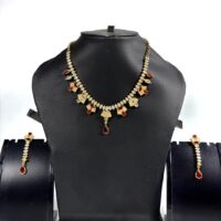 Golden And Red Stone Jewellery Set